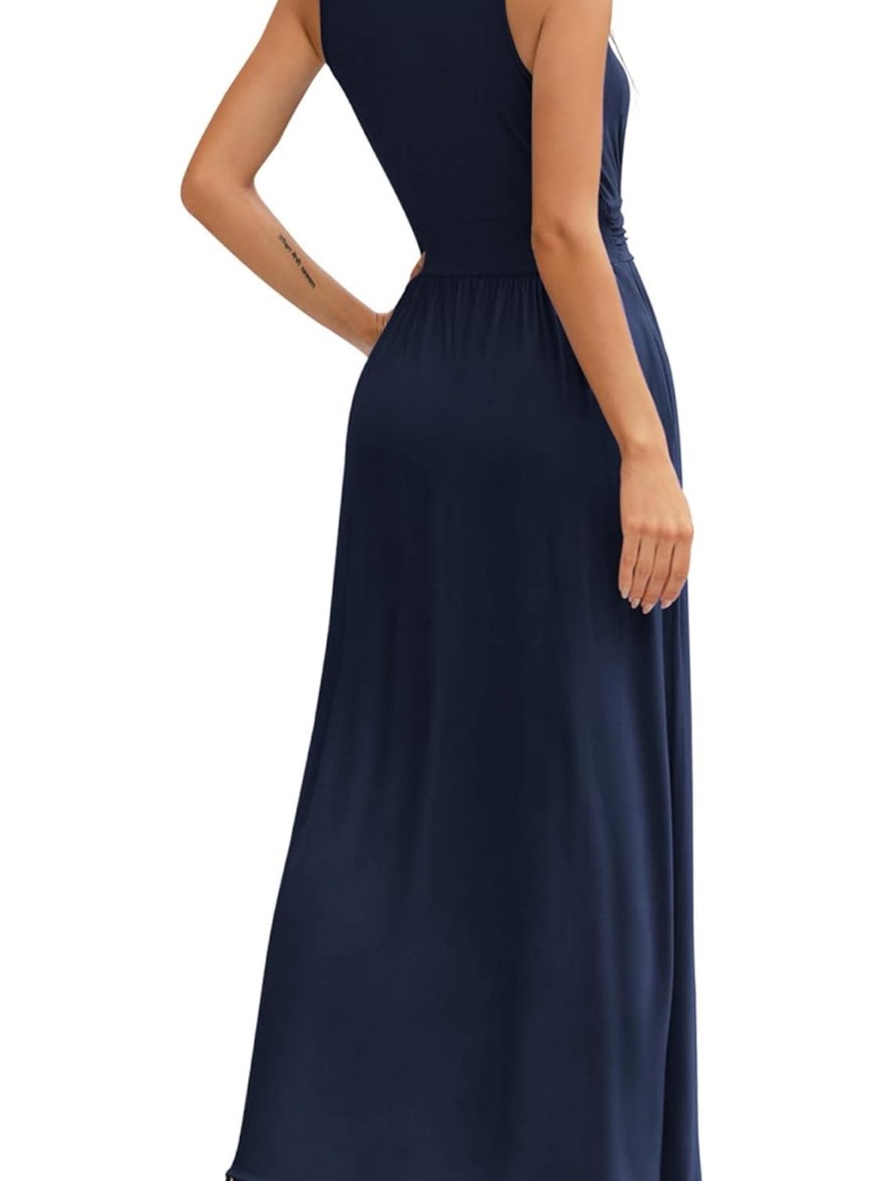 Navy V-Neck Sleeveless Maxi Dress Size Medium 8-10 - Picture 4 of 5